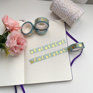 Goldfolienmond und sonnenblaues Washi-Tape