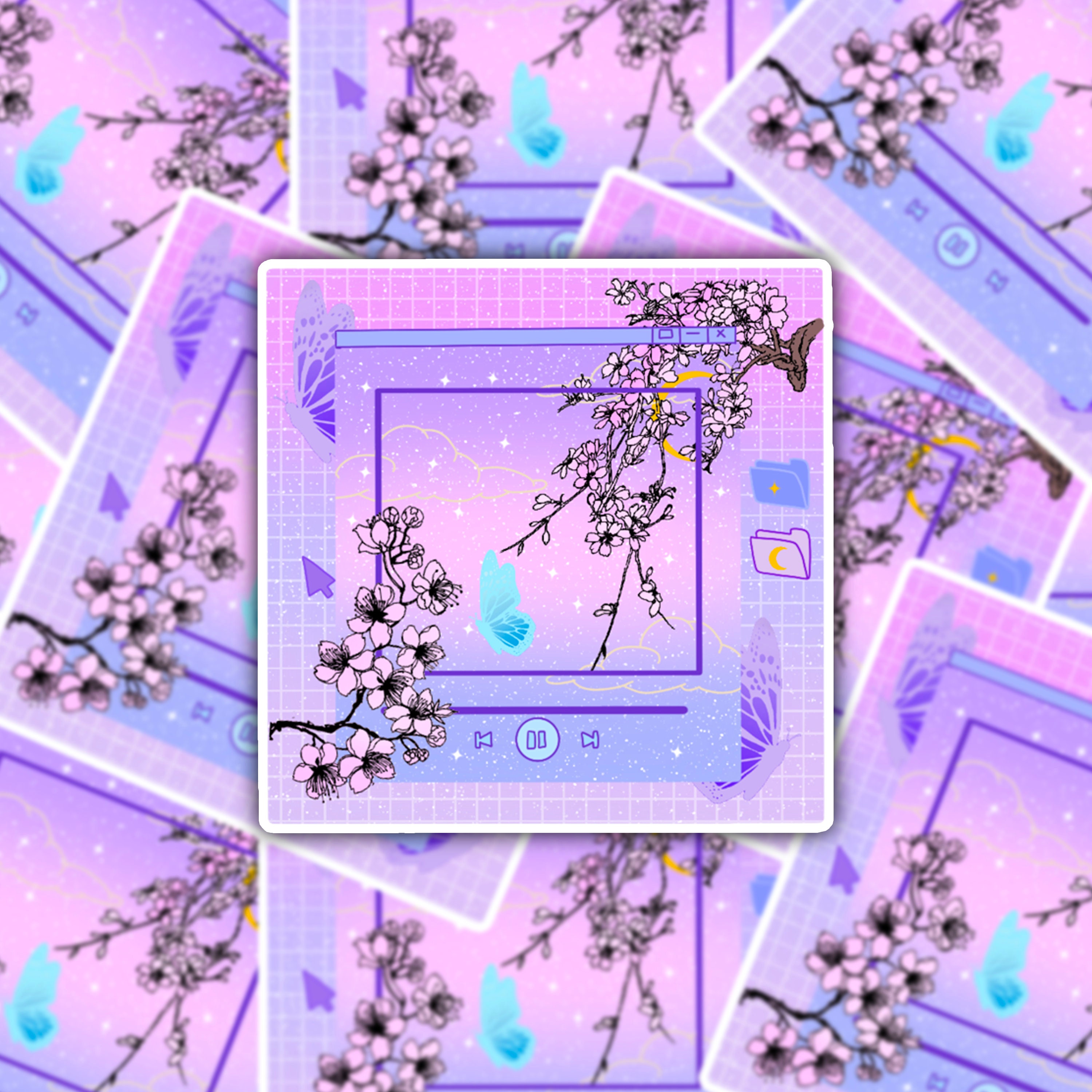 Sakura Screen Sticker - Computer Decor - Etsy