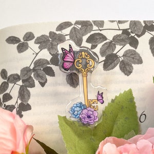 Enchanted key acrylic pin
