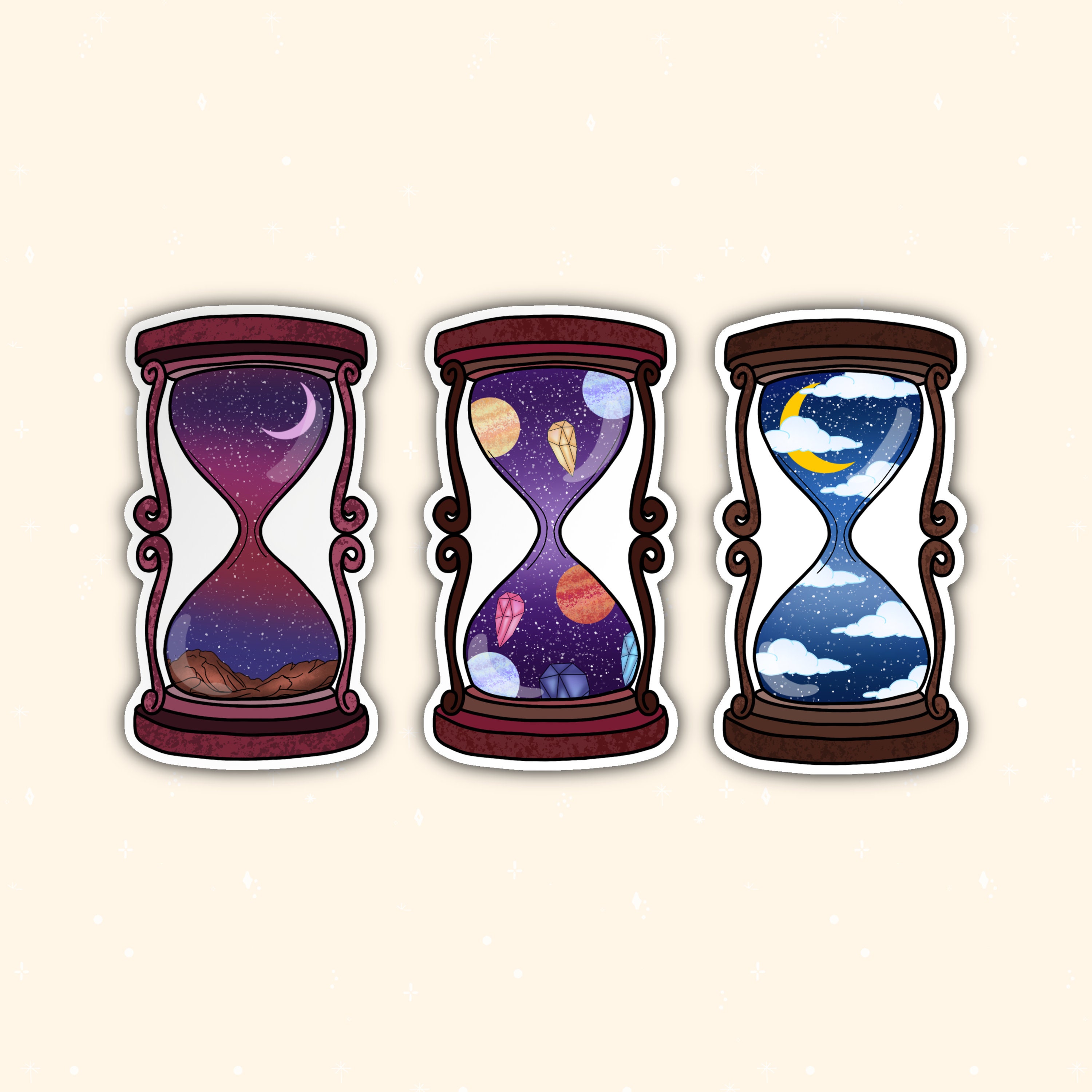 Hourglass Stickers - Celestial Matte Die-cut Stickers - Etsy