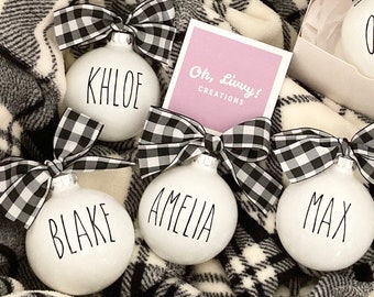 Personalized Farmhouse Christmas Ornaments, Farmhouse Style Decor, Rustic Ornaments, Custom Gifts, Stocking Stuffers, Gift Ideas Under 15