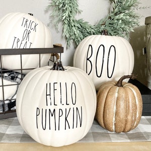 Farmhouse White Pumpkin Decor: Rae Dunn Inspired Fall Decor