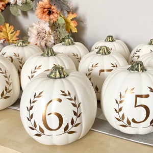 Pumpkin Table Numbers: Fall Wedding Decor, Copper & Gold