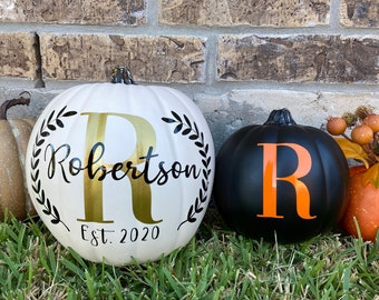 Personalized Monogram Pumpkin Set: Fall Porch Decor