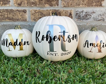 Personalized Family Pumpkin Decor Bundle: Fall Porch Decoration