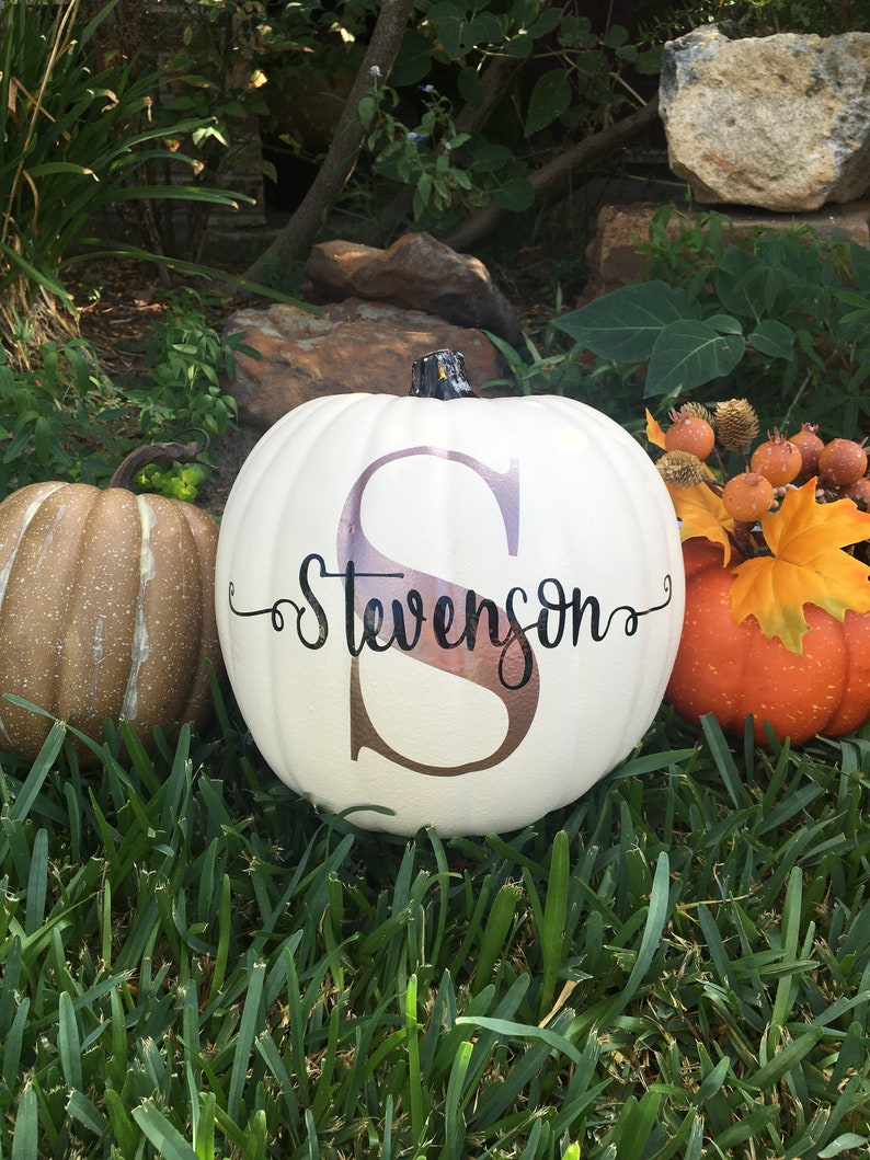 Personalized Pumpkin with Monogram Family Last Name for Fall Decor, Thanksgiving Decor, Wedding Gift, Engagement Gift, Housewarming Gift Rose gold