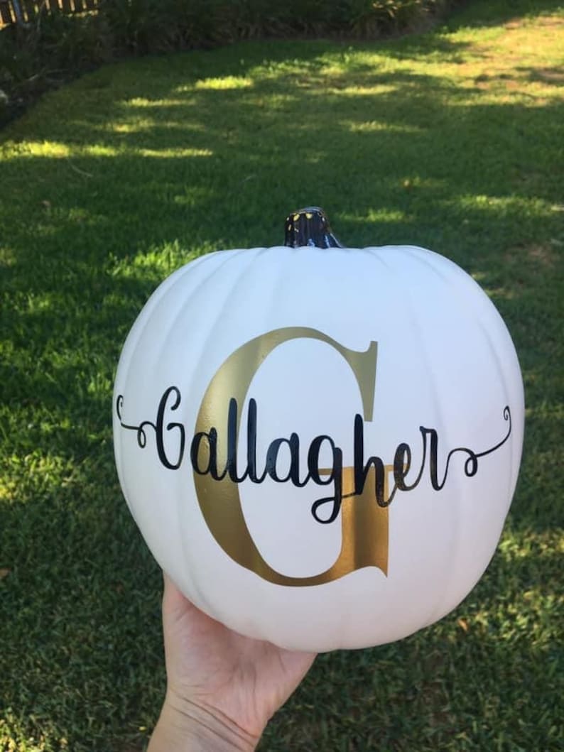 Personalized Pumpkin with Monogram Family Last Name for Fall Decor, Thanksgiving Decor, Wedding Gift, Engagement Gift, Housewarming Gift image 9