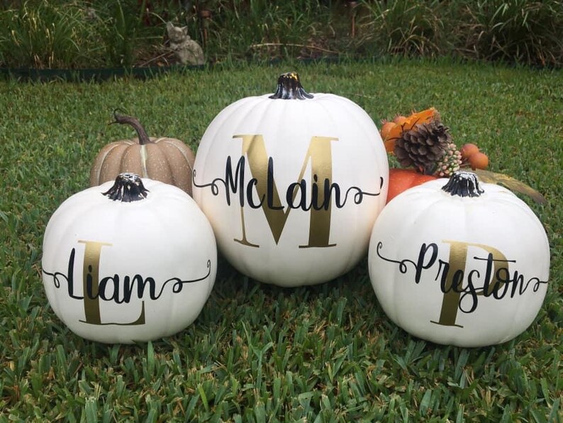 Personalized Pumpkin with Monogram Family Last Name for Fall Decor, Thanksgiving Decor, Wedding Gift, Engagement Gift, Housewarming Gift image 8