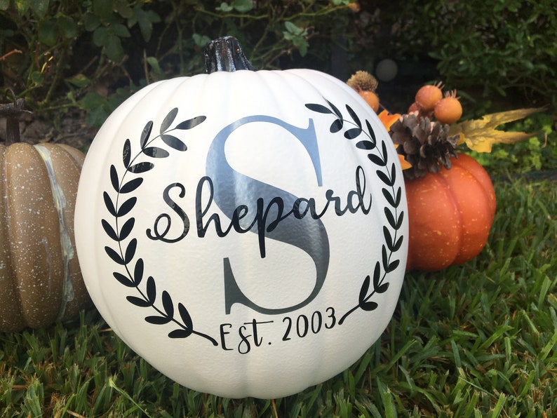 Personalized Pumpkin with Family Name, Monogram Pumpkin, Fall Home Decor, White Pumpkin, Wedding Gift, Engagement Gift, Housewarming Gift