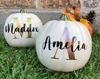 Personalized Small Pumpkin: Fall Decor with Monogram Name