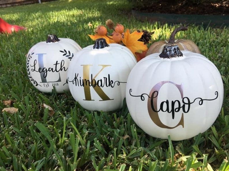 Personalized Pumpkin with Monogram Family Last Name for Fall Decor, Thanksgiving Decor, Wedding Gift, Engagement Gift, Housewarming Gift image 7