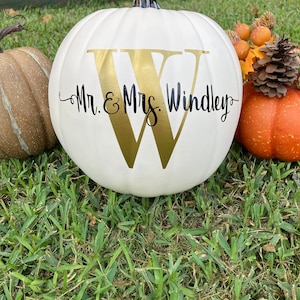 Personalized Pumpkin with Monogram Family Last Name for Fall Decor, Thanksgiving Decor, Wedding Gift, Engagement Gift, Housewarming Gift image 5