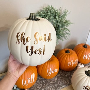Fall Proposal Pumpkins: Will You Marry Me, Engagement Photoshoot Proposal