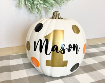 1st Birthday Pumpkin Photo Prop, First Birthday Photo Prop Pumpkin, White Pumpkin, Fall Birthday Pumpkin, Photography Prop, 1, One