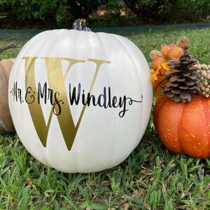 Personalized Pumpkin with Monogram Family Last Name for Fall Decor, Thanksgiving Decor, Wedding Gift, Engagement Gift, Housewarming Gift image 6