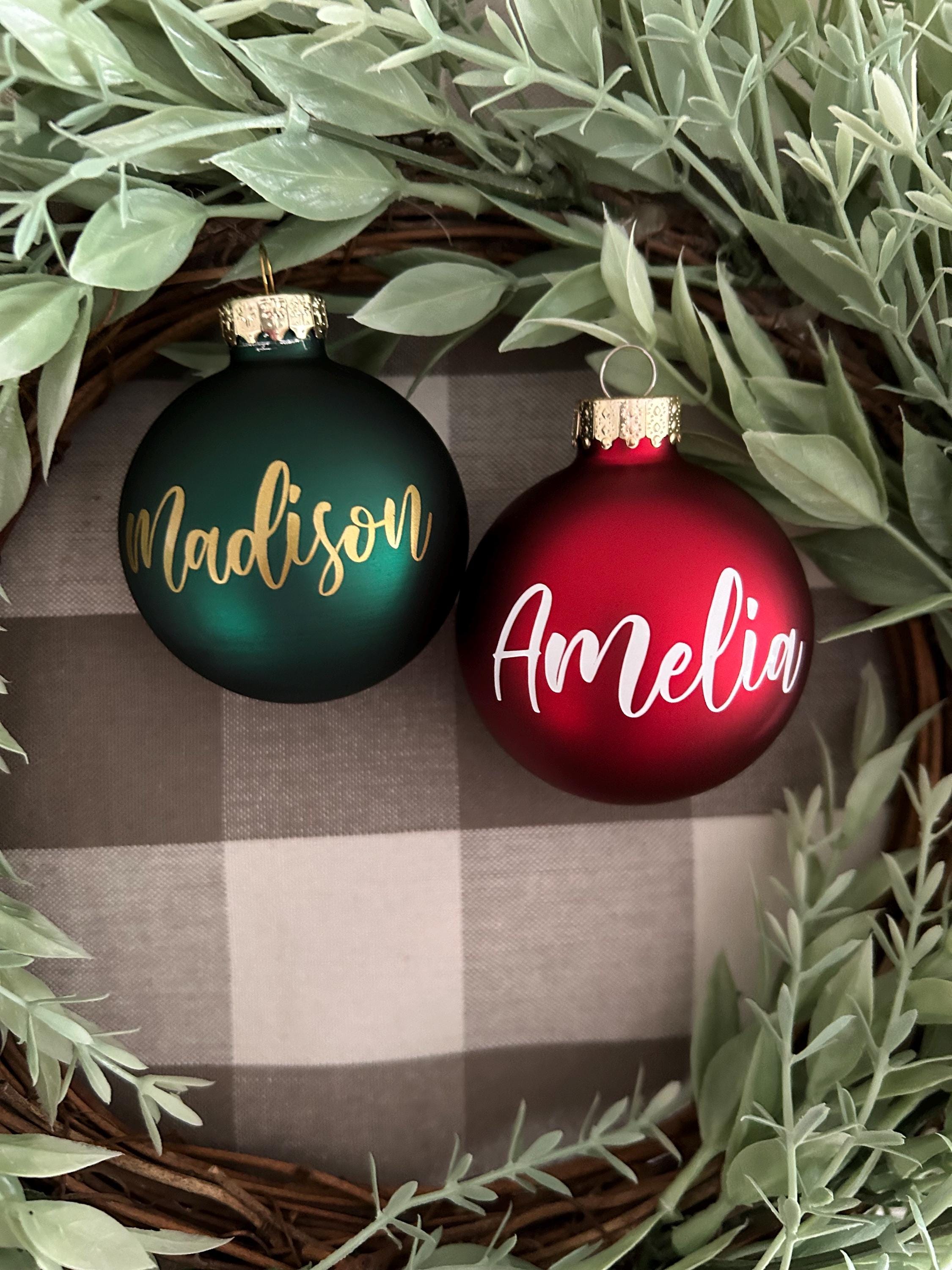 Scripts Ornament Personalized Glass Christmas Ornament: Script Name, Red or Green - Etsy