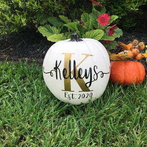 Personalized Pumpkin with Monogram Family Last Name for Fall Decor, Thanksgiving Decor, Wedding Gift, Engagement Gift, Housewarming Gift image 10