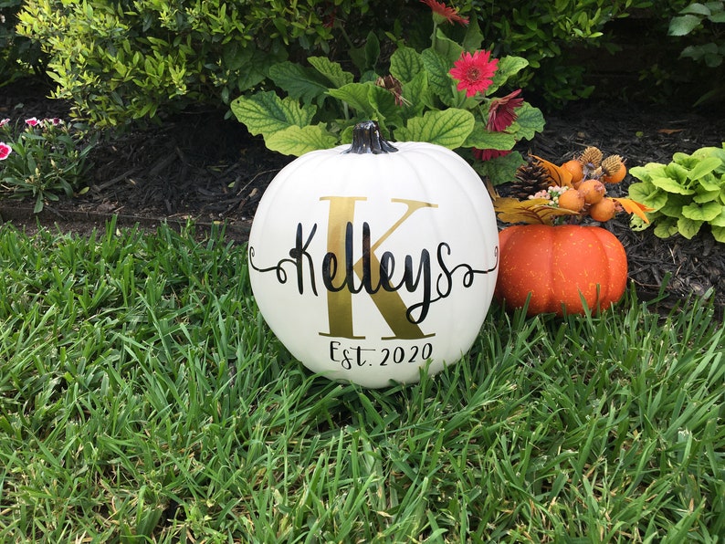 Personalized Pumpkin with Monogram Family Last Name for Fall Decor, Thanksgiving Decor, Wedding Gift, Engagement Gift, Housewarming Gift image 10