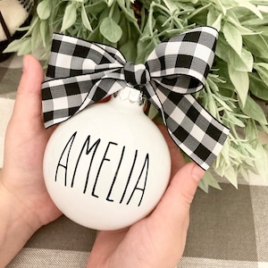 Farmhouse Christmas Ornaments, Rae Dunn Inspired Ornaments, Personalized Ornaments with Name, Stocking Stuffers, Gift Exchange, Client Gifts