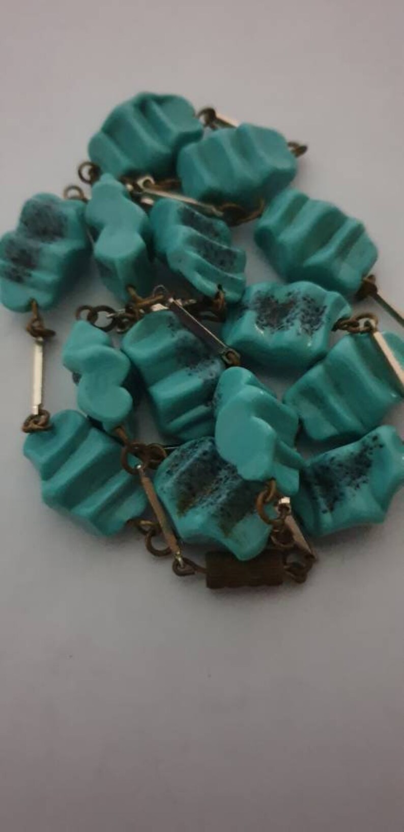 Vintage art deco rare exclusive design turquoise necklace.