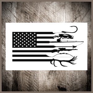 American Flag Bass Fishing, Vinyl Decal Sticker, Indoor Outdoor, 3 Sizes,  #8076