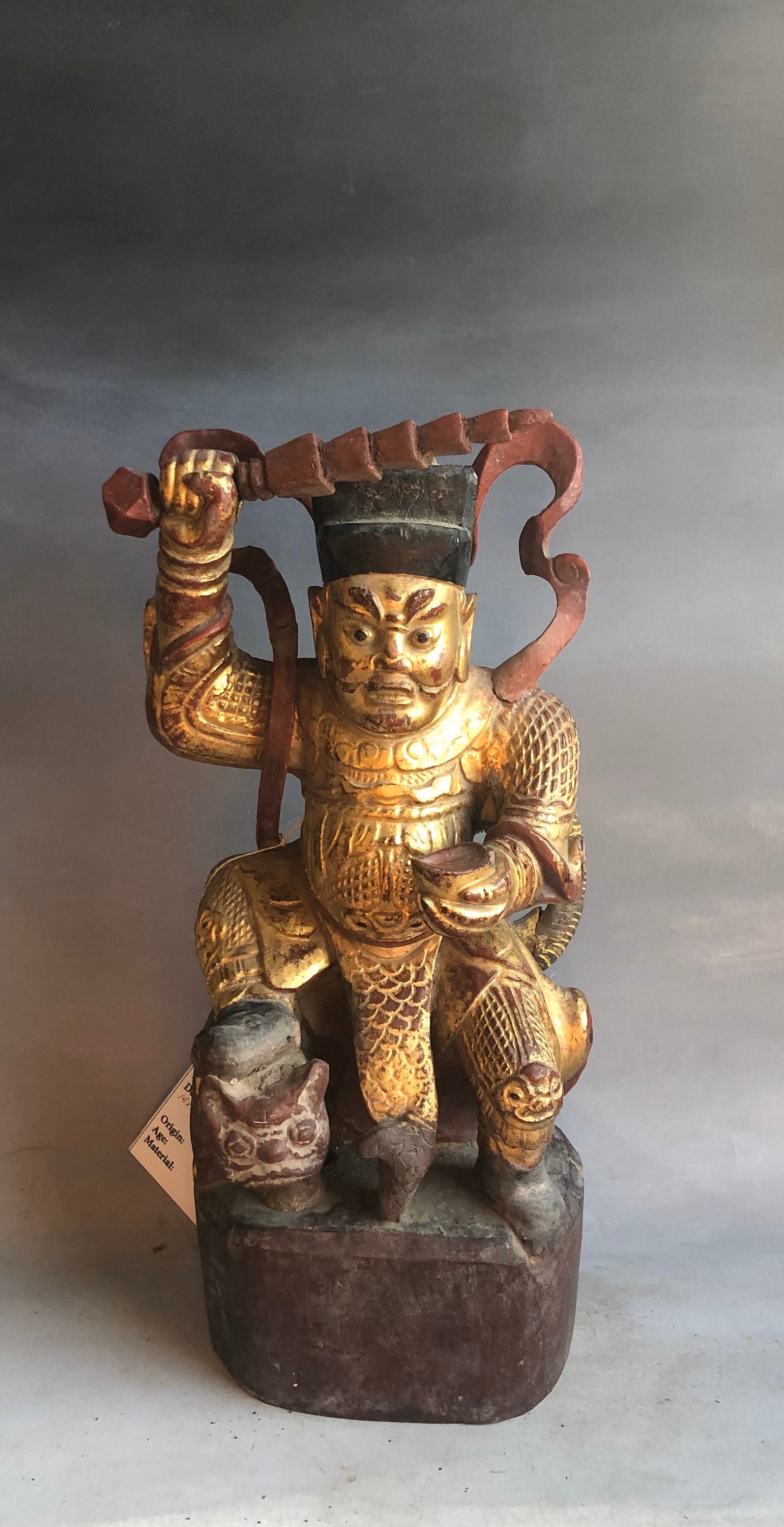 ≡雅蔵≡V068 銅金鍍 祥獣造像 三足 燭台1対 供奉 仏具