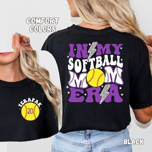 Softball Mom Era Comfort Colors Tee: Custom Number and Team Colors