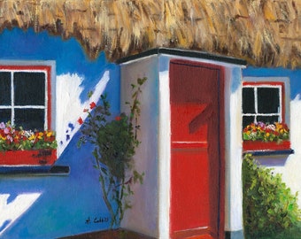 Irish Thatched Cottage with Red Door - Galway, Ireland