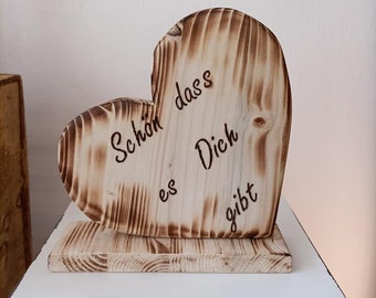 Handmade "Schön das es Dich gibt" Geschenk Vatertag Muttertag Holz 20x20cm Deko Dekoration