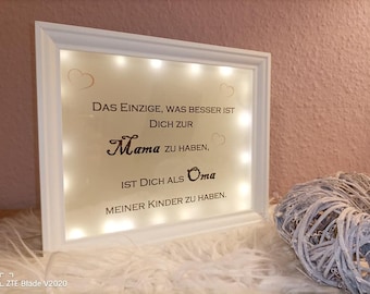 LED illuminated picture frame picture "Mama-Grandma" 25 x 20 cm Christmas gift gift white