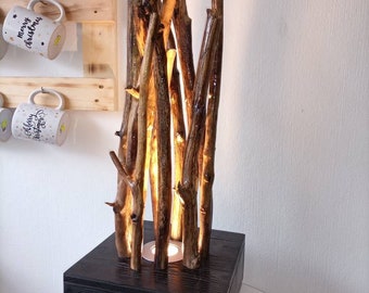 Lampe Tischlampe Bodenlampe Handmade by GuMar Schwemmholz Unikat 60cm Holz LED