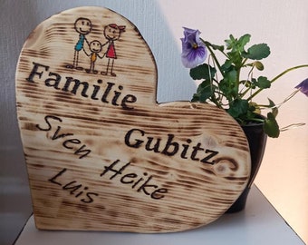 Handmade en bois coeur de décoration avec votre nom bouclier de porte