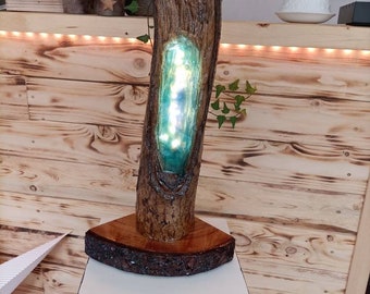 Handmade Epoxidharz LED Beleuchtung Lampe Tischlampe Tischleuchte 47cm Unikat
