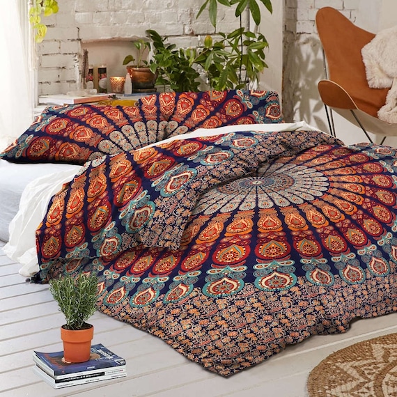 Queen/twin Size Duvet Cover Mandala Duvet Cover Hippie Bedding Comforter  Bohemian Donna Cover Set Handmade Duvet Cover Baho Blanket Cover 