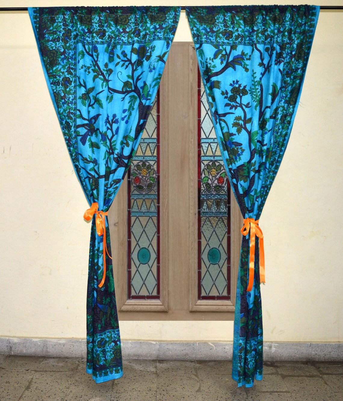 Tree of life curtains 100Natural Cotton Bohemian Curtains Etsy