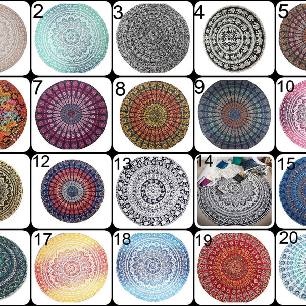 Bohemian Round Mandala Tapestry Indian Handmade Circle Beach Towel Wall Hanging Kitchen Table Cloth Home Decorative Tapestry Yoga Mat