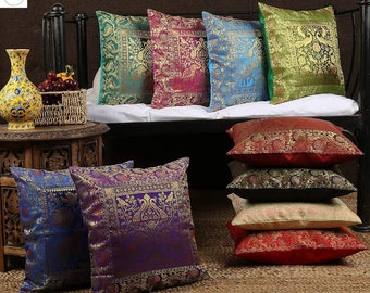 elephant silk cushion covers indian boho bohemian ethnic decorative silk pillow covers peacock boho home decor cushion cases