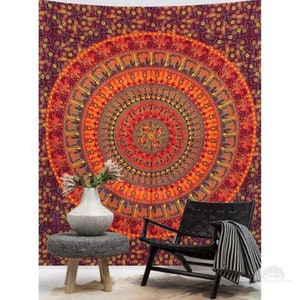 Indian Mandala Boho Mandala Queen/twin Size Cotton Tapestry - Etsy