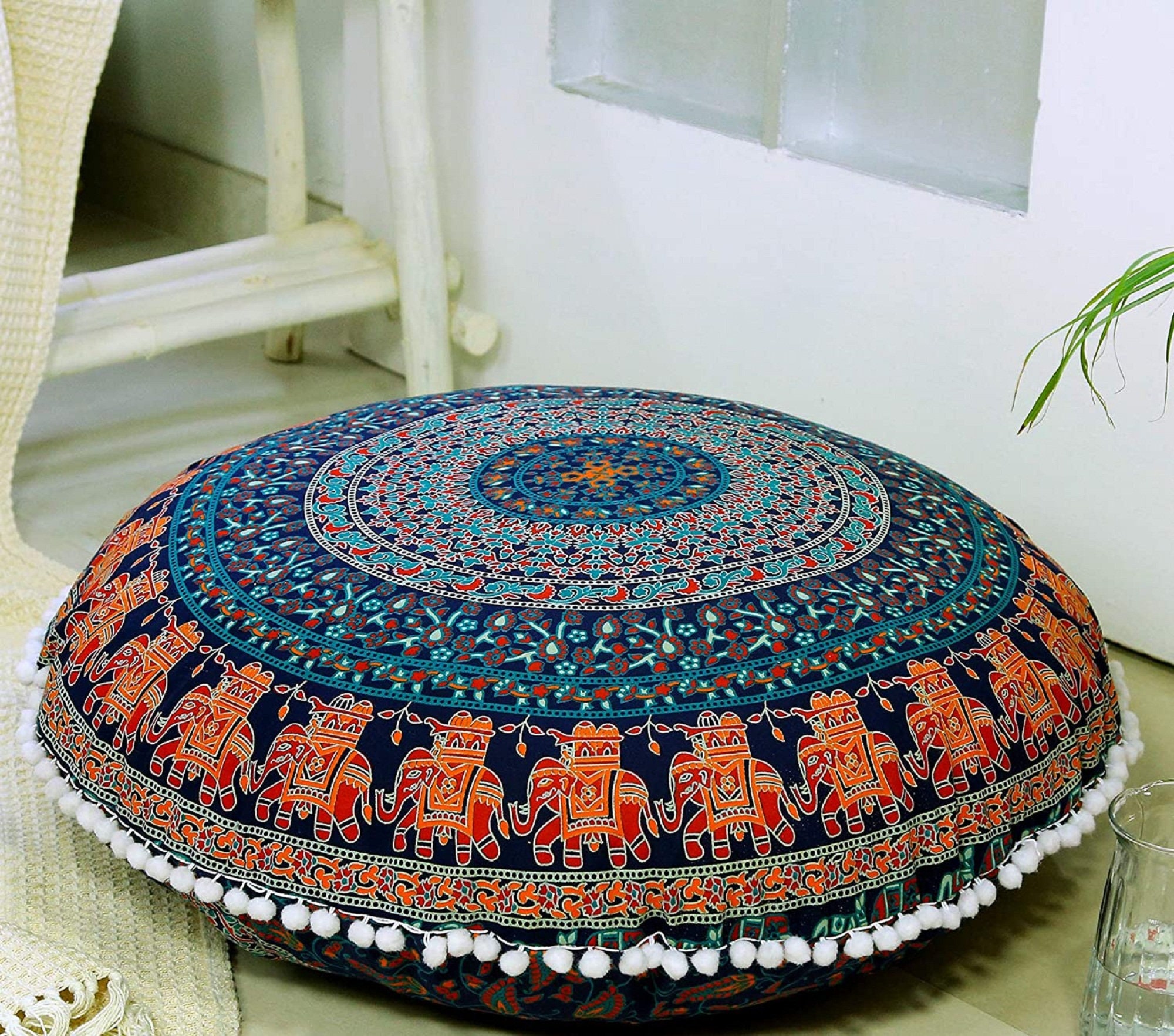 100% Cotton Indian Round Floor Cushionfloor Pouf Ottoman Dog - Etsy UK