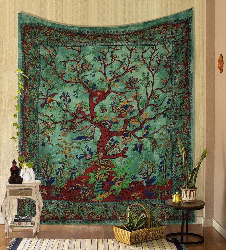 Tree of Life Tapestry Boho Wall Hanging Indian Tapestry Etsy