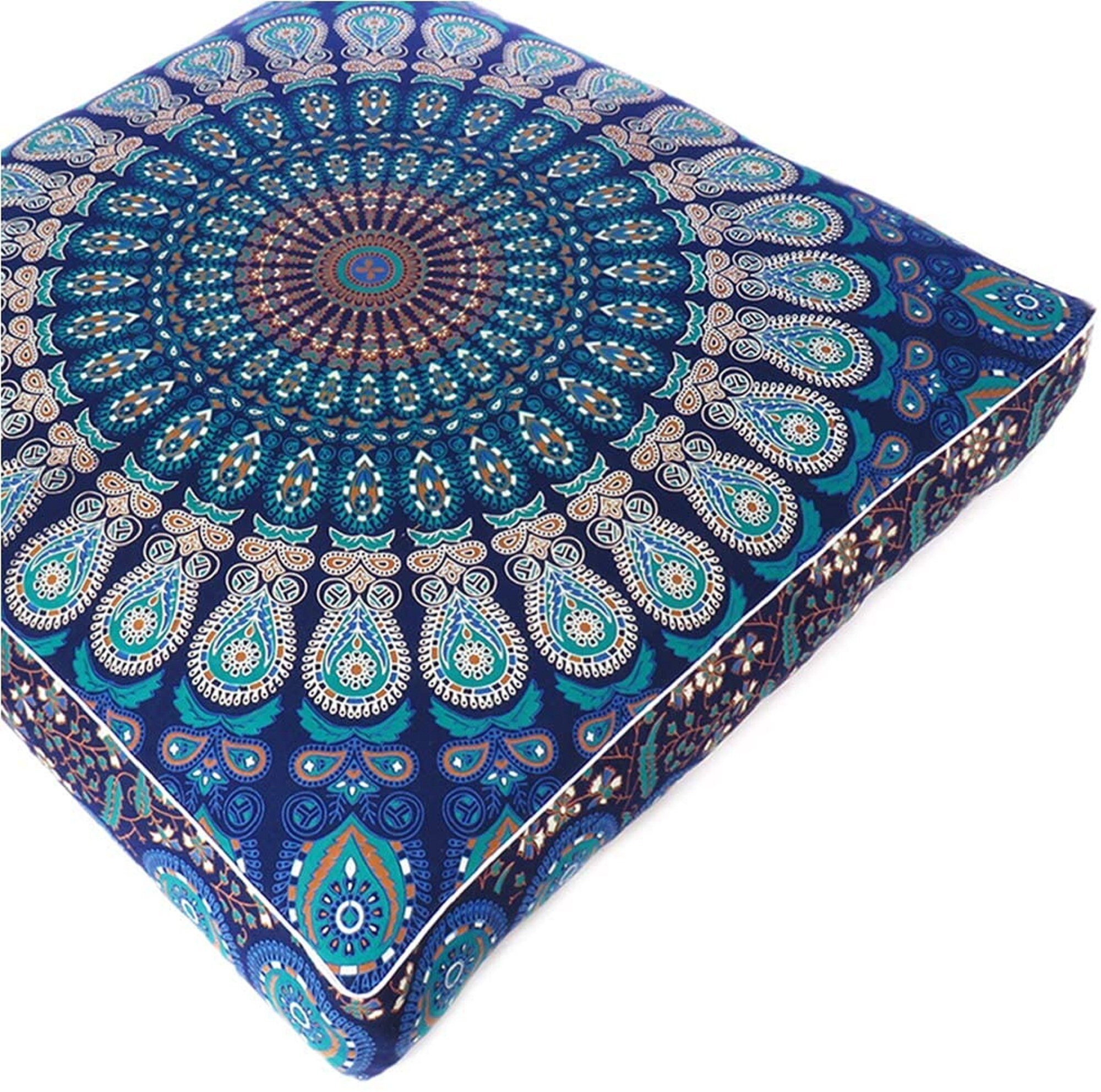 35" Indian Mandala Square Floor Cushion Cover Pillow Decor Pet Bed Seat Covers 