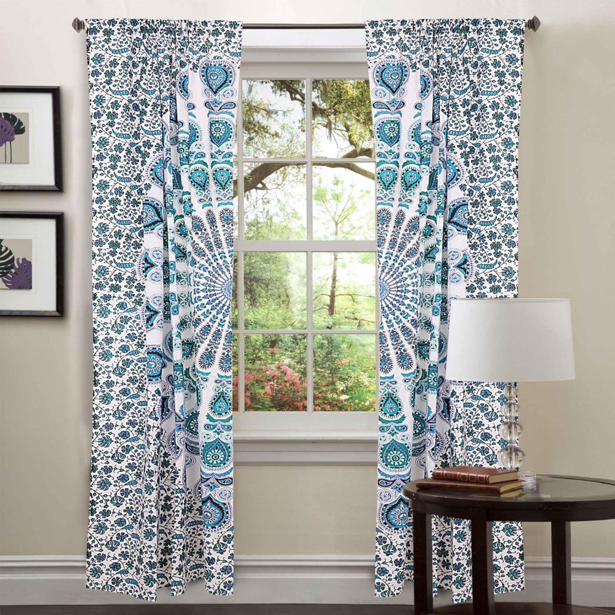 WINDOW CURTAINS 100 Natural Cotton Bohemian Curtains Drapes Etsy