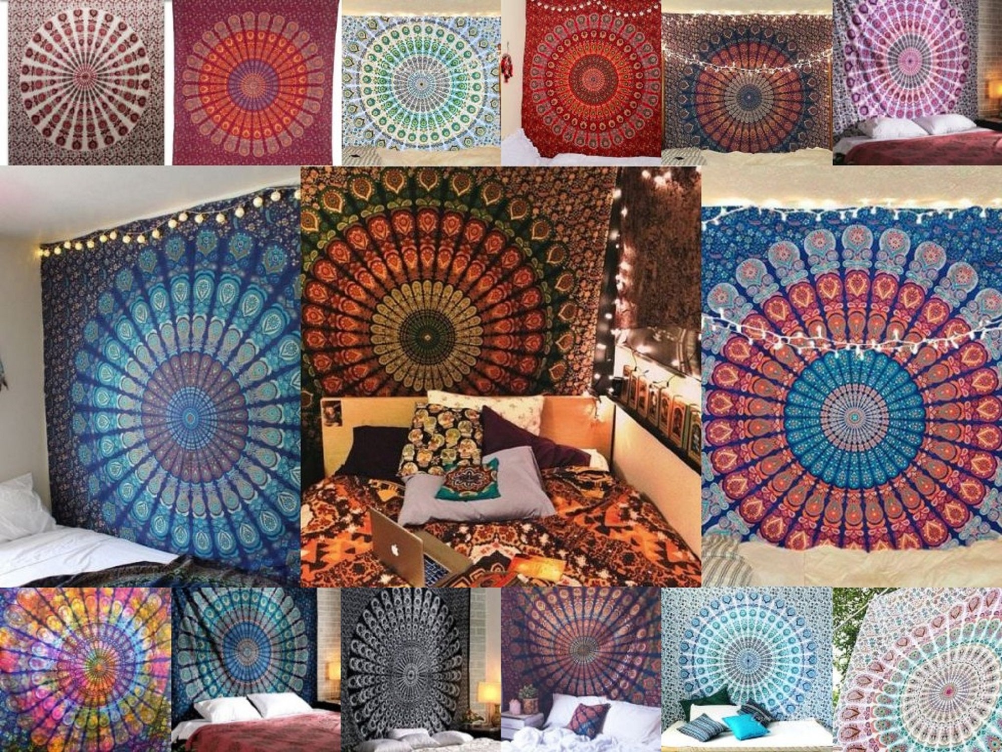 Large Hippie Mandala Tapestry Wall Art Throw Indian Tapestries Mandala  Hippies Tapestry Wall Hanging Decor twin Queen Size Tapestry 