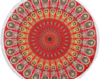 Bohemian Round Tapestries Indian Handmade Round Table Cloth Beach Picnic Round Tapestry Hippie Boho Round Wall Hanging Tapestry Home Decor