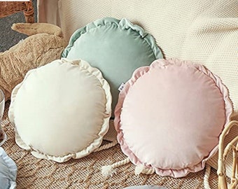 Velvet Cushion - Velvet throw pillow cover | Velvet pillow cover | Ruffle Round Pillow cover | Decorative Pillow For Couch Bed Velvet Pillow