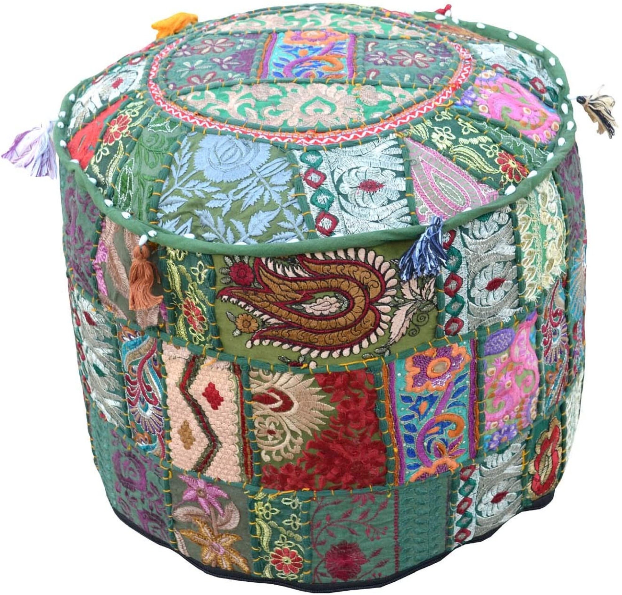 Patchwork pouf ottoman vintage pouf boho bohemien cotton Etsy