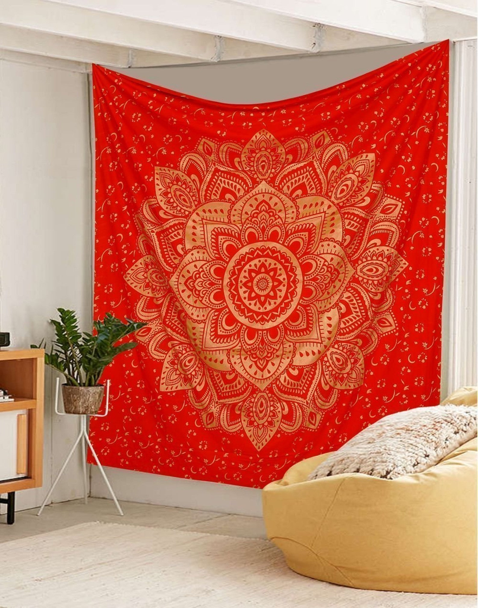 Tapestry Black Gold Tapestry Wall Hanging Mandala Tapestries Etsy