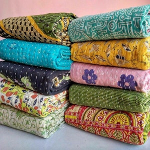 Wholesale lot Indian Quilt Vintage Bedspreads,Throws,Ralli, Whole Lot Kantha Quilt Reversible Throw Bedding Bedcover Kantha Bedspread Throw