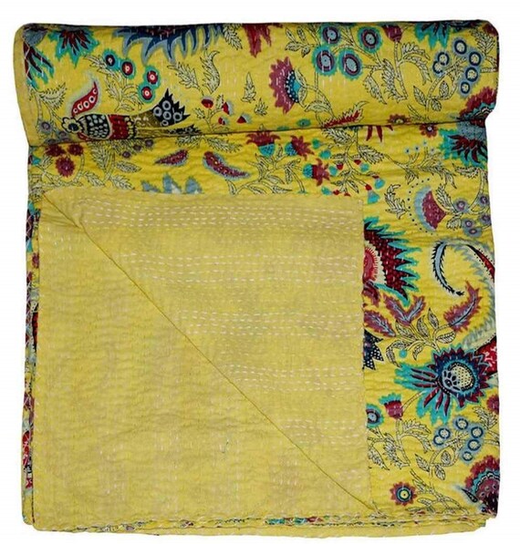 Bedspread Kantha Quilts Kantha Quilt Twin & Queen Size Cotton Etsy