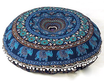 35" Mandala Indian Square Cushion Floor Pillow Case Seating Cover 35" Mandala Indian Square Cushion Floor Pillow Case Seating Cover